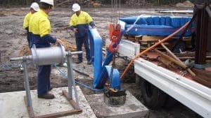 bore water hose in use
